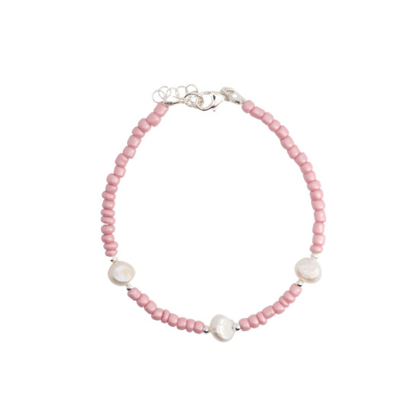 bracciale mom design perline coloro rosa cipria