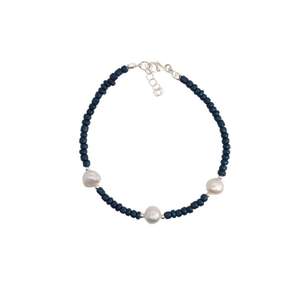 bracciale perline colore blu notte