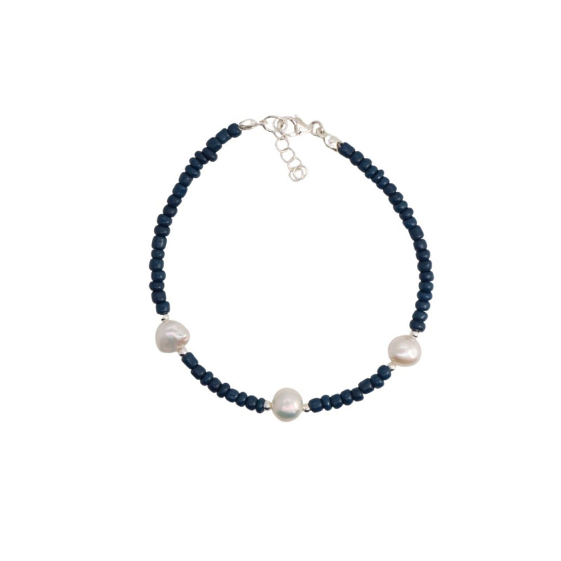 bracciale perline colore blu notte