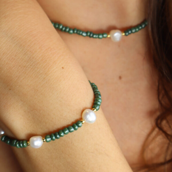 bracciale mom design perline colore verde
