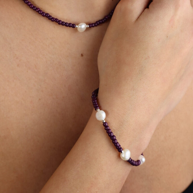 bracciale mom design perline color prugna1