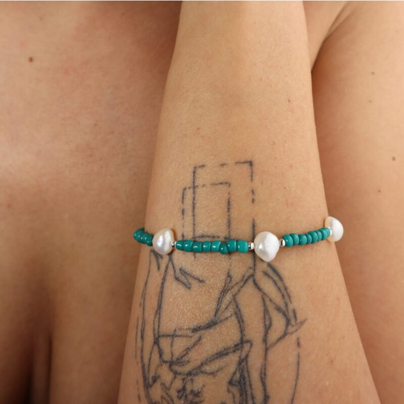 bracciale mom design perline color verde bosco