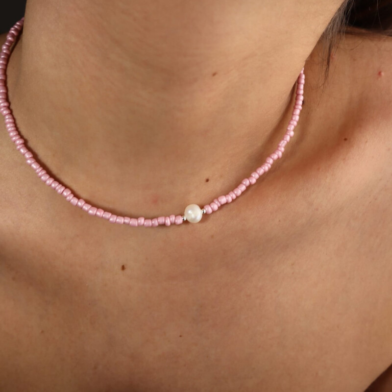 collana mom design perline color rosa