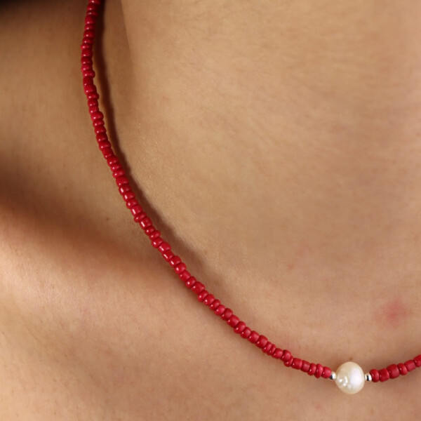 collana mom design perline color rosso